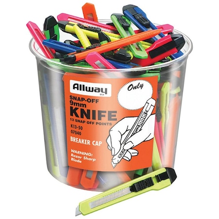 Allway 9mm Neon K-Series 13-Point Snap-Off Knife K13-50